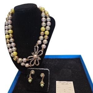 Heidi Daus Art Deco Opalescent Pearl Necklace with Earrings